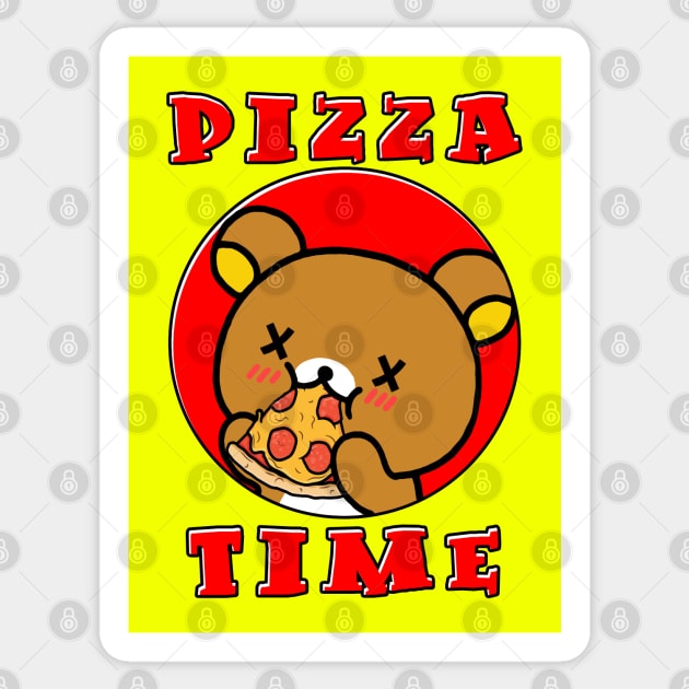 Relaxed Bear Pizza Time Sticker by lilmousepunk
